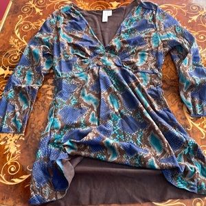 SWEETEES layered mesh tunic top SzM snakeskin print